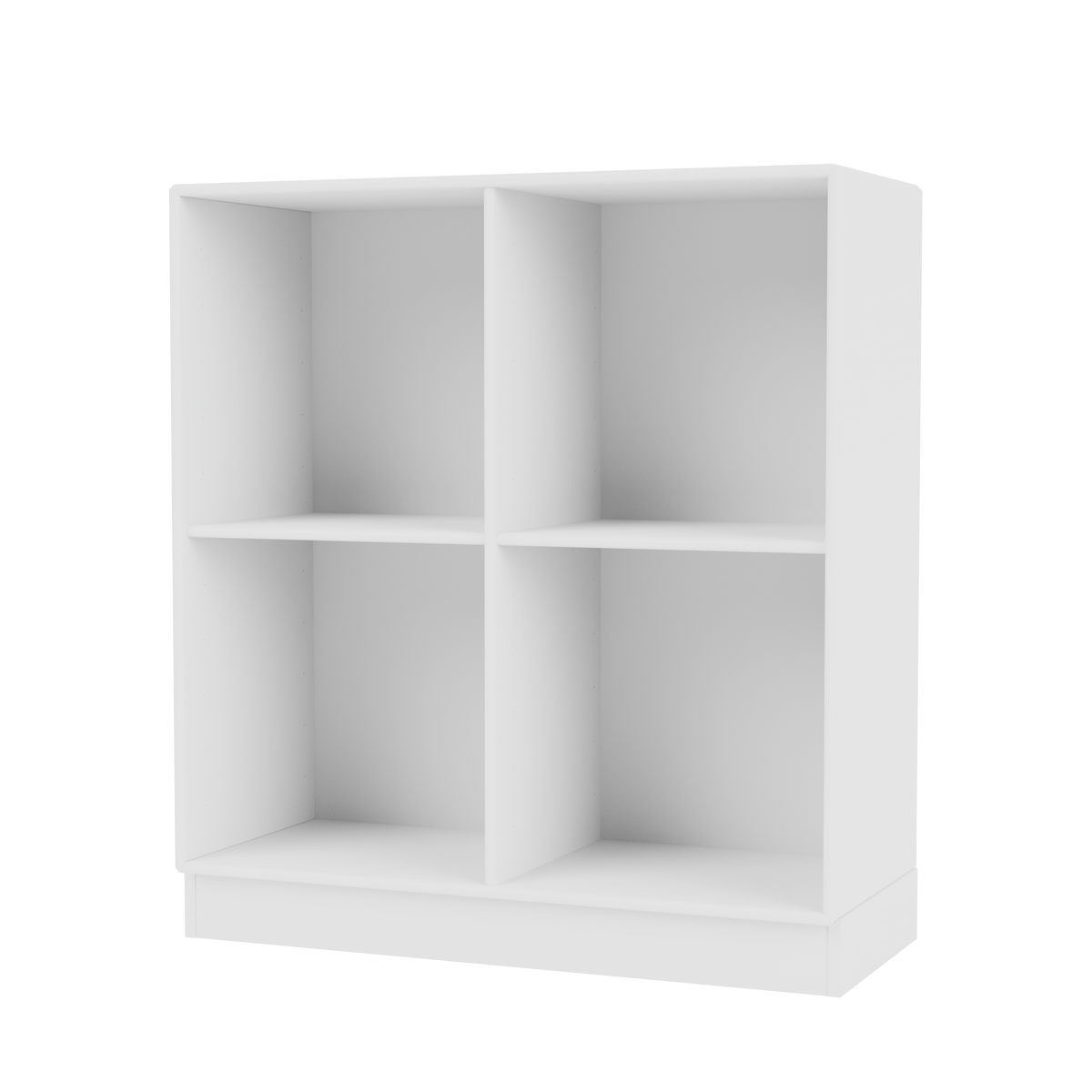 Bibliothèque Show Quick Ship, laque 101 New White, sur socle de 7 cm, packshot Montana