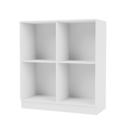 Bibliothèque Show Quick Ship, laque 101 New White, sur socle de 7 cm, packshot Montana