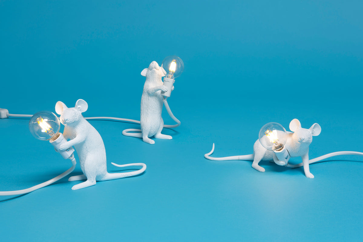 Lampe Mouse Lamp Lop blanche de Marcantonio - Seletti-vue 2-The Woods Gallery