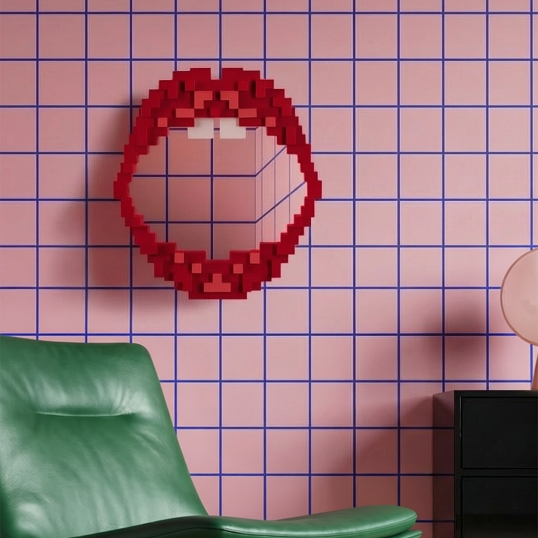 Miroir Pixel Mirror Mouth de Roberto Bruno - Seletti-vue 2-The Woods Gallery