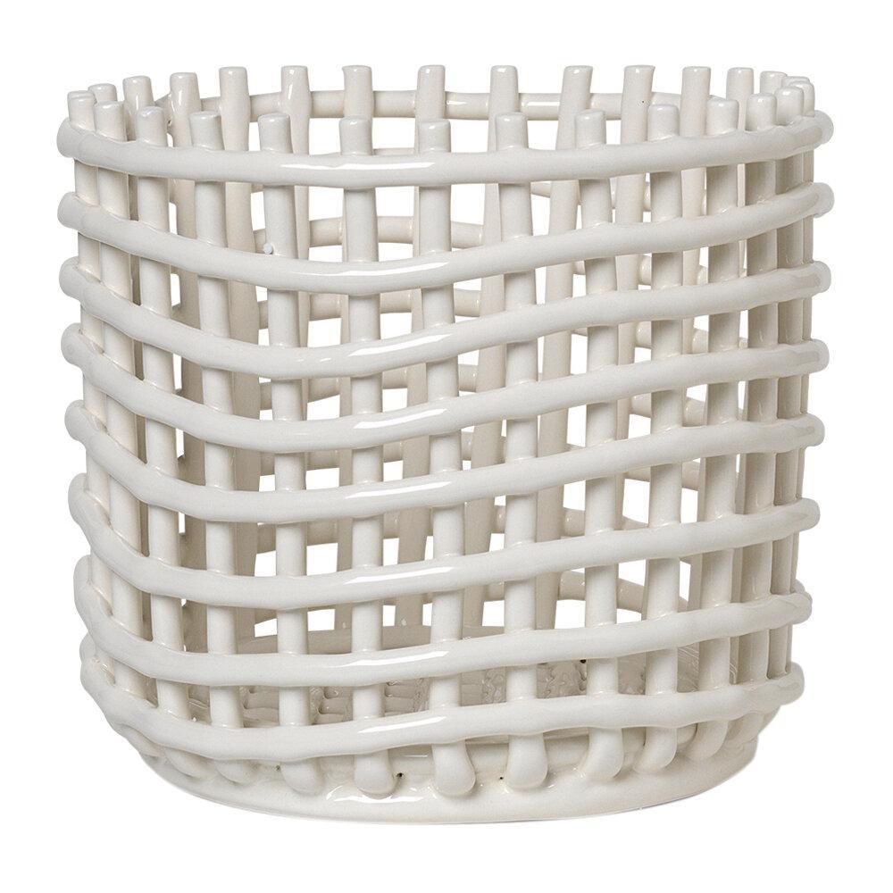 Panier Ceramic Basket de Trine Andersen - Ferm Living-Blanc-The Woods Gallery