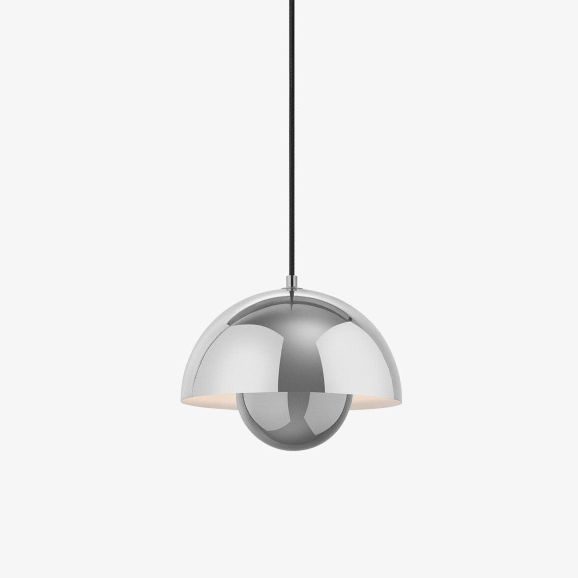 Petite suspension Flowerpot VP1 de Verner Panton - &amp;Tradition-Chromé-The Woods Gallery