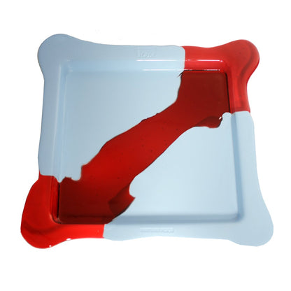 Plateau Square Stripes Try Tray - Bleu Pastel Mat Et Rubis Foncé Clair de Gaetano Pesce - Fish Design-S-The Woods Gallery