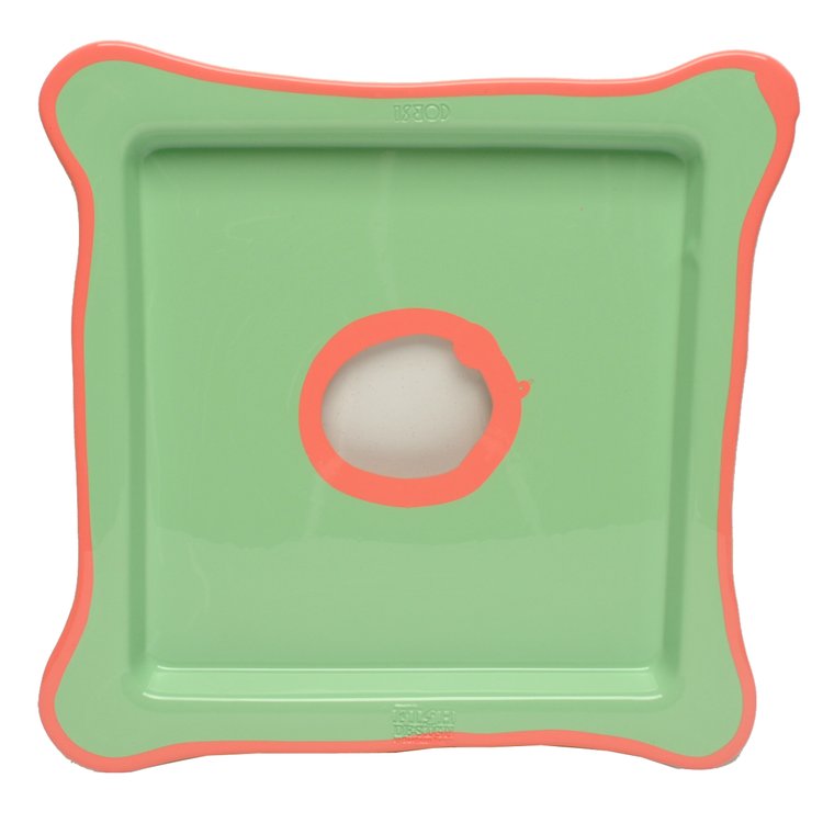 Plateau en résine carré Matt Mint And Matt Dark Salmon S de Gaetano Pesce - Fish Design-The Woods Gallery