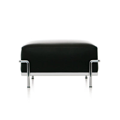 Pouf Grand confort 2 de Le Corbusier, Charlotte Perriand et Pierre Jeanneret - Cassina-vue de face en cuir noir-Cassina