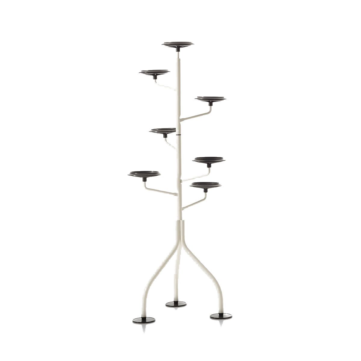 Rangement Albero jardinière par Achille Castiglioni - Zanotta-plateaux étagés blancs sur trois pieds-The Woods Gallery