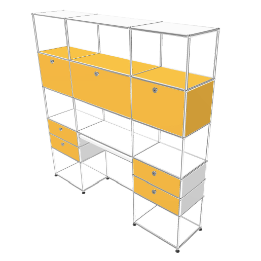 Rangement Home Office coloris Jaune Or et Blanc pur - USM Haller - Meuble d&