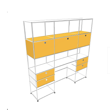 Rangement Home Office coloris Jaune Or et Blanc pur - USM Haller-The Woods Gallery