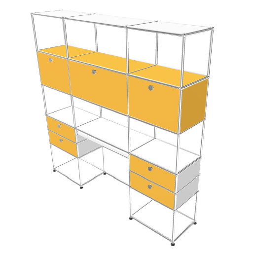 Rangement Home Office coloris Jaune Or et Blanc pur - USM Haller-The Woods Gallery