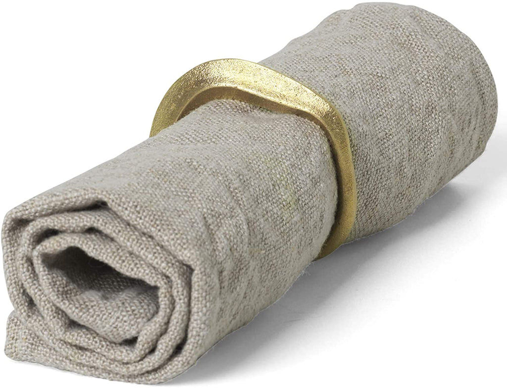 Ronds de serviette en laiton doré Flow (lot de 4) - Ferm Living-Noir-The Woods Gallery