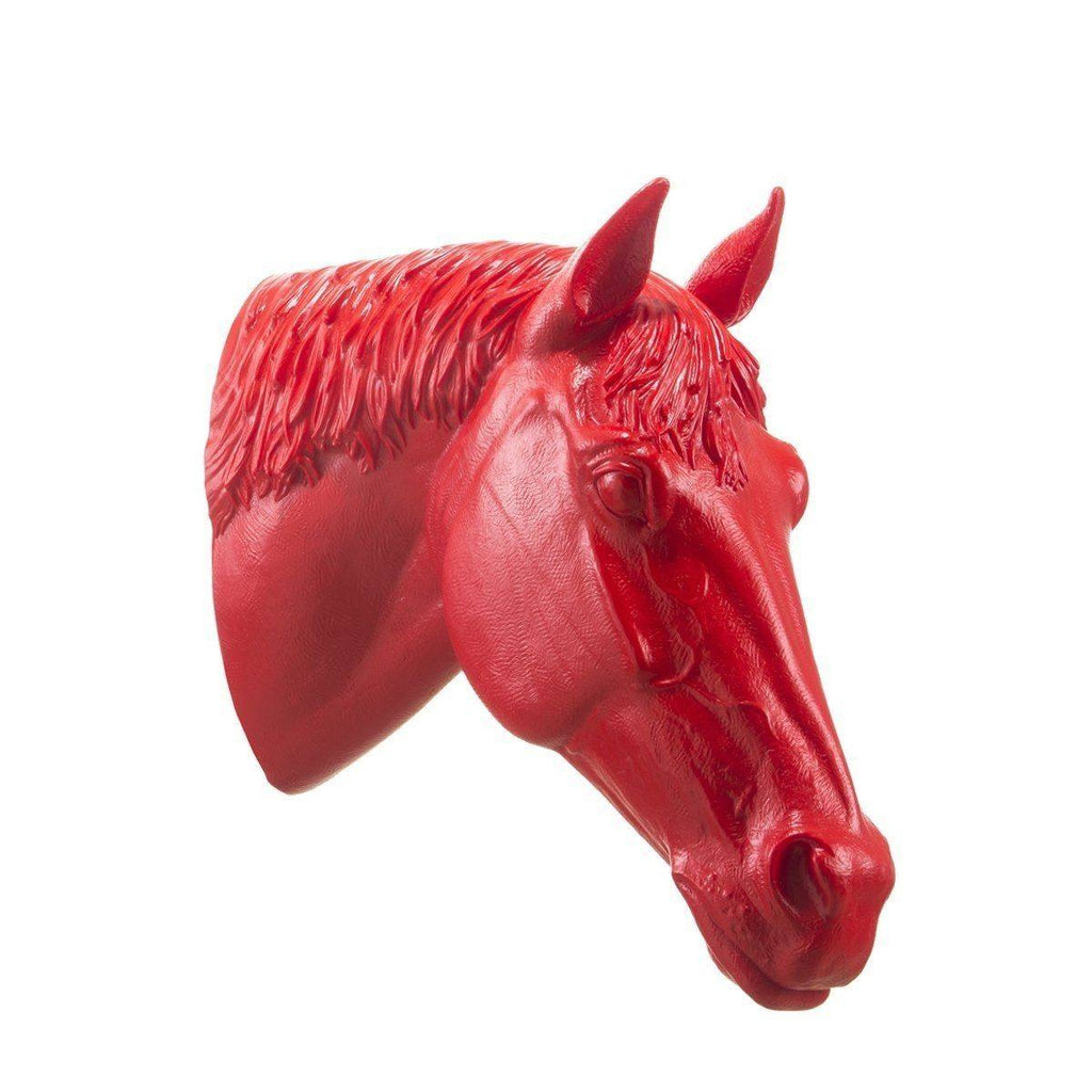 Sculpture Horse Head de Ottmar Hörl - Tête de cheval-Rouge-Unsigned-The Woods Gallery