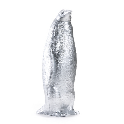 Sculpture Penguin head up de Ottmar Hörl - Pingouin tête en haut-Argenté-Unsigned-The Woods Gallery