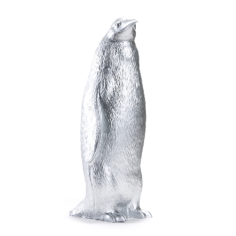 Sculpture Penguin head up de Ottmar Hörl - Pingouin tête en haut-Argenté-Unsigned-The Woods Gallery
