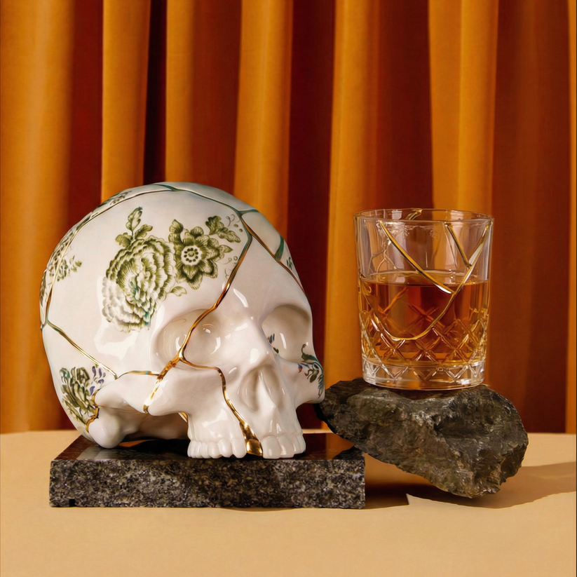 Sculture crâne Skull Kintsugi - Seletti-The Woods Gallery