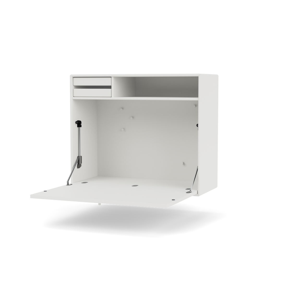 Secrétaire Modulable Studio par Peter J. Lassen, laque 01 White, suspendu au mur, packshot Montana