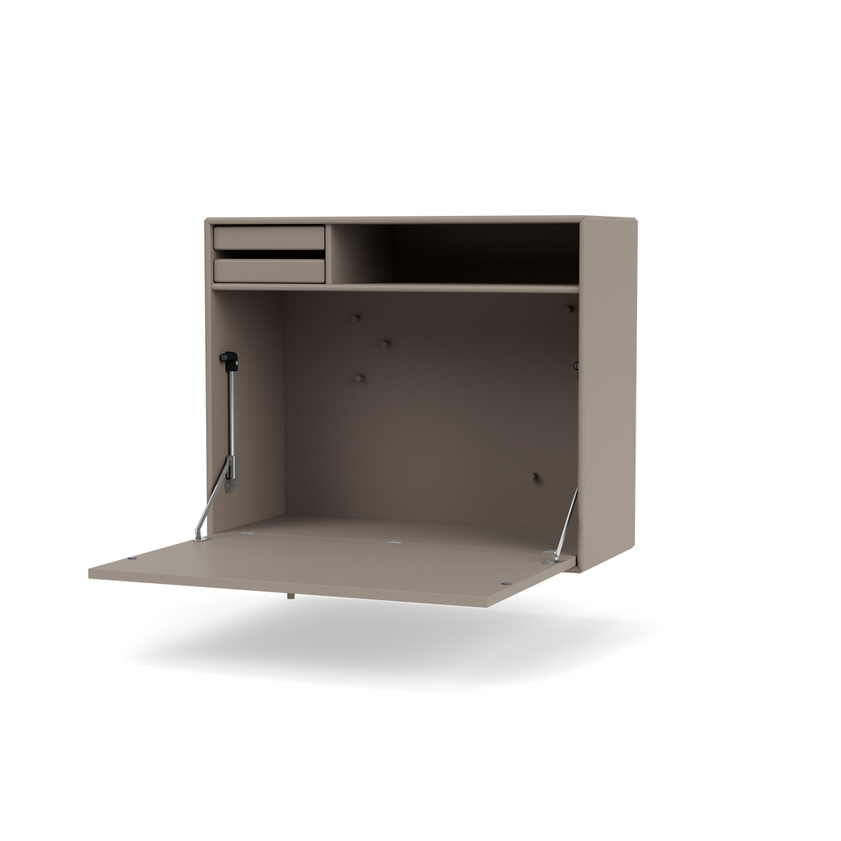 Secrétaire Modulable Studio par Peter J. Lassen, laque 141 Truffle, suspendu au mur, packshot Montana