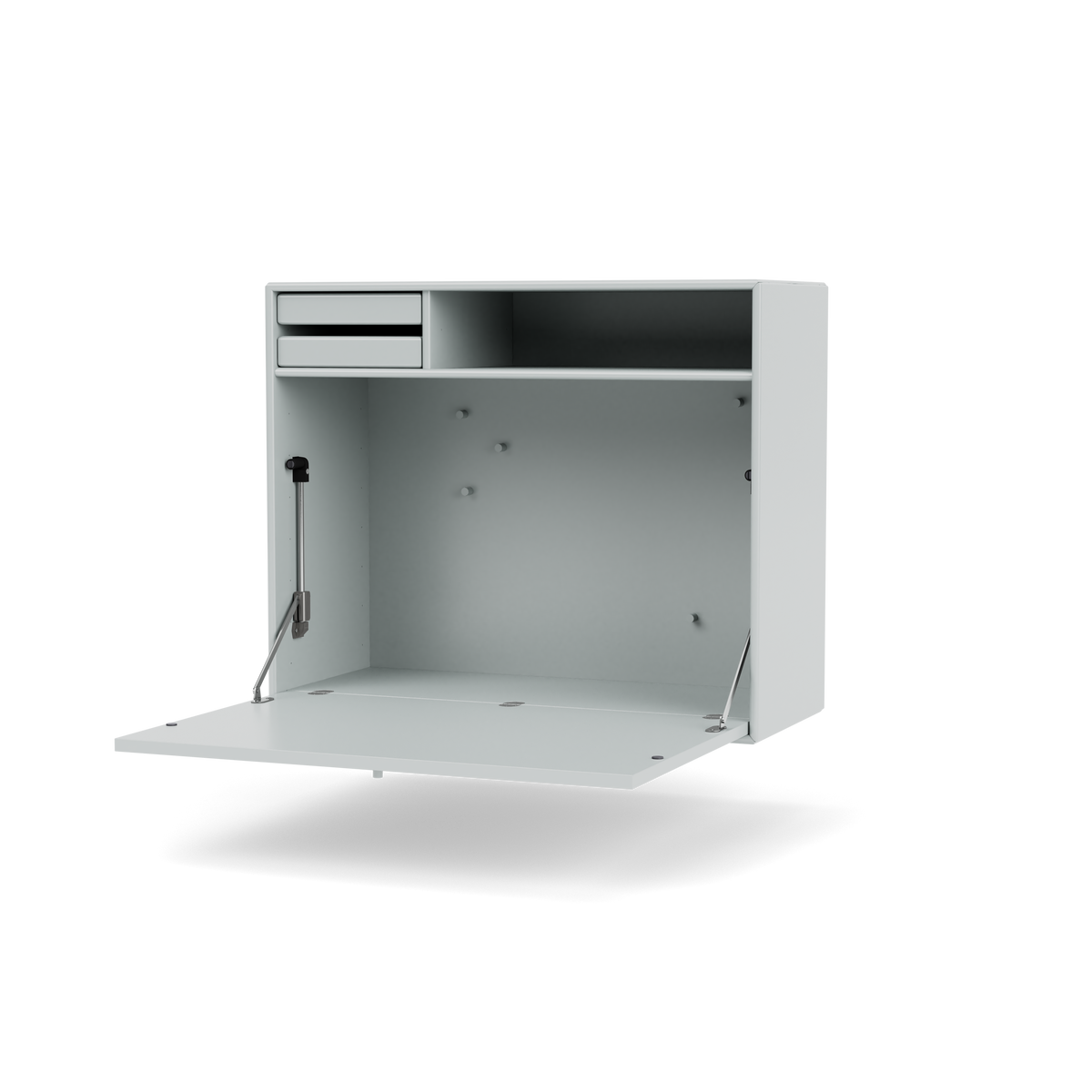 Secrétaire Modulable Studio par Peter J. Lassen, laque 156 Oyster, suspendu au mur, packshot Montana