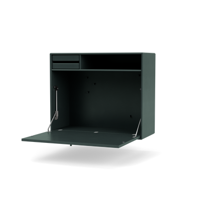 Secrétaire Modulable Studio par Peter J. Lassen, laque 163 Black Jade, suspendu au mur, packshot Montana