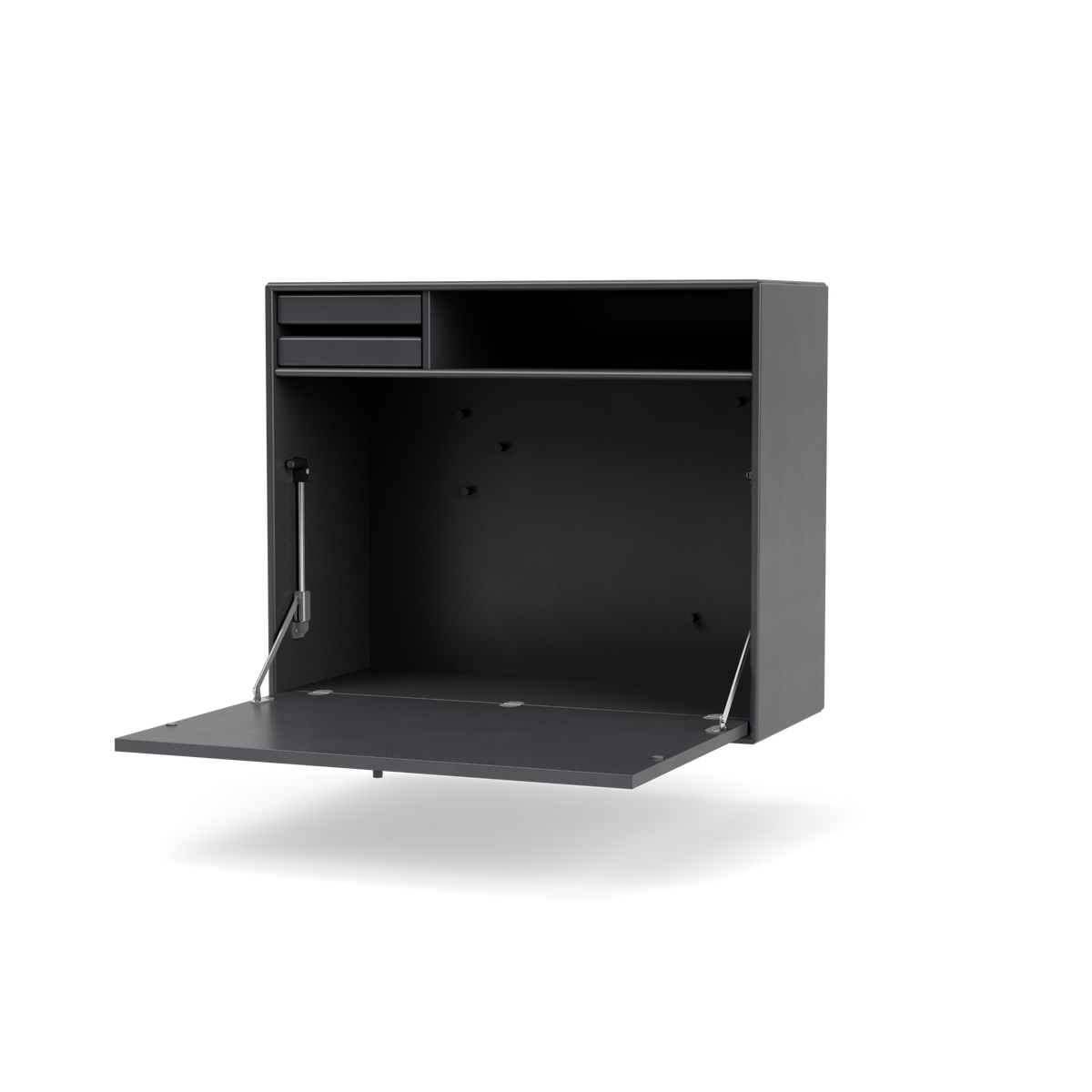 Secrétaire Modulable Studio par Peter J. Lassen, laque 36 Coal, suspendu au mur, packshot Montana