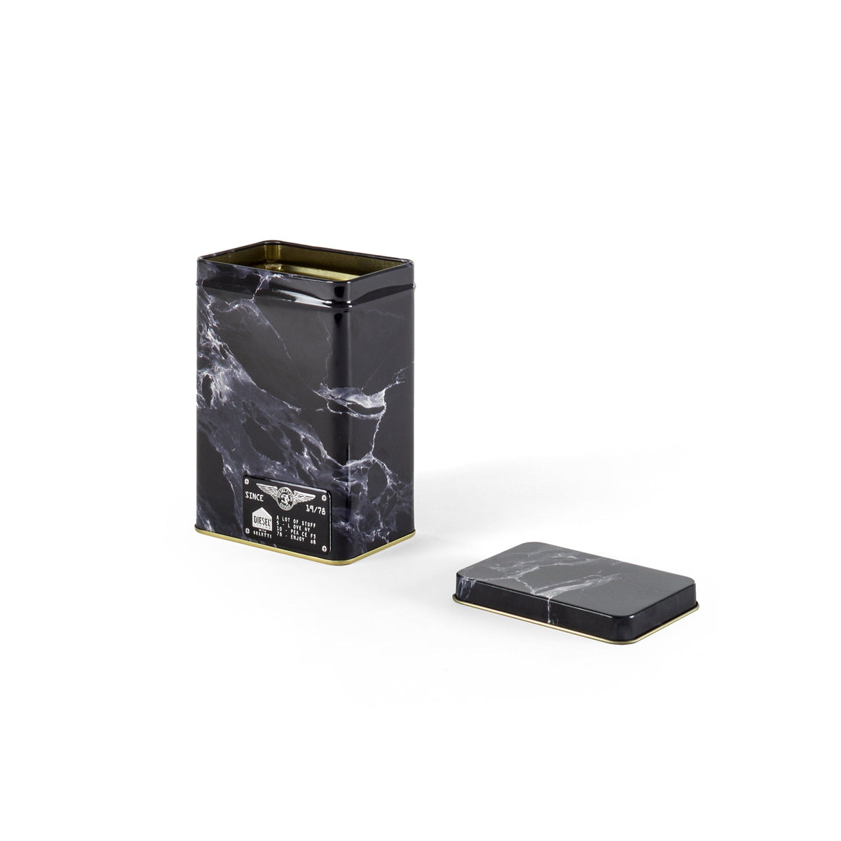 Boîte Alumarble Small de Diesel Living - Seletti-boîte ouverte, couvercle posé à côté-Seletti