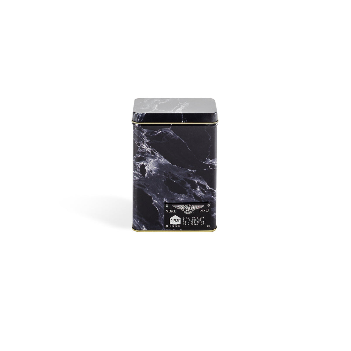 Boîte Alumarble Small de Diesel Living - Seletti-boîte métallique imprimée marbre noir, couvercle en place-Seletti