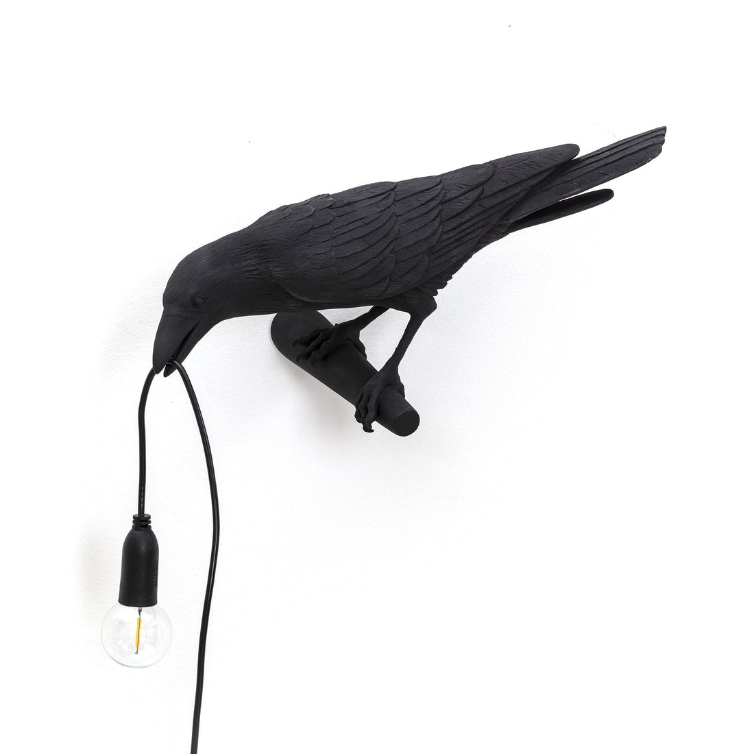 Applique Bird Lamp Looking Left noire de Marcantonio - Seletti-vue 1-The Woods Gallery