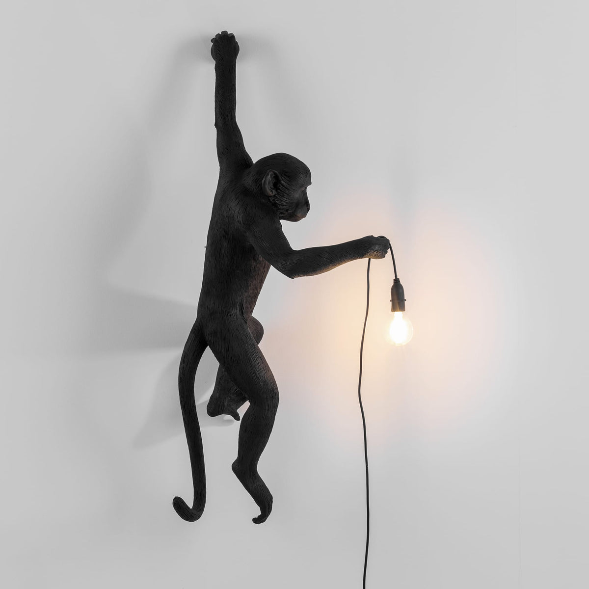 Applique Monkey Lamp Hanging Left de Marcantonio - Seletti-Noir-The Woods Gallery