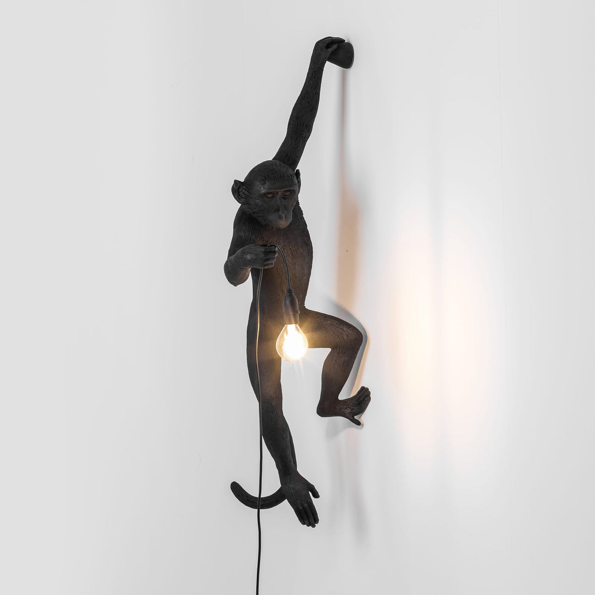Applique Monkey Lamp Hanging Left de Marcantonio - Seletti-Noir-The Woods Gallery