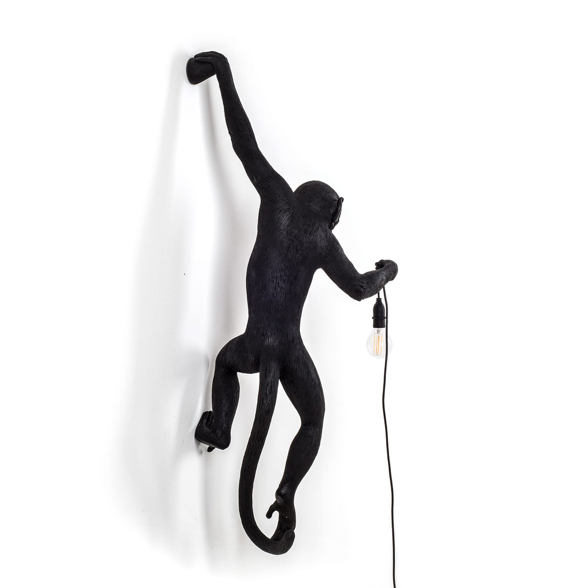 Applique Monkey Lamp Hanging Left de Marcantonio - Seletti-Noir-The Woods Gallery