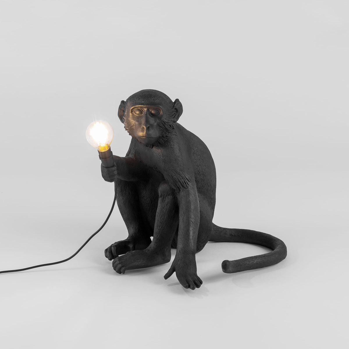 Lampe Monkey Lamp Sitting de Marcantonio - Seletti-Noir-The Woods Gallery