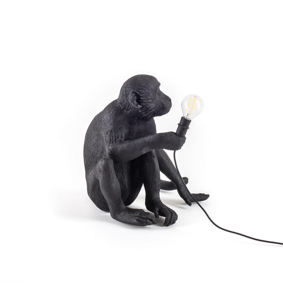Lampe Monkey Lamp Sitting de Marcantonio - Seletti-Noir-The Woods Gallery