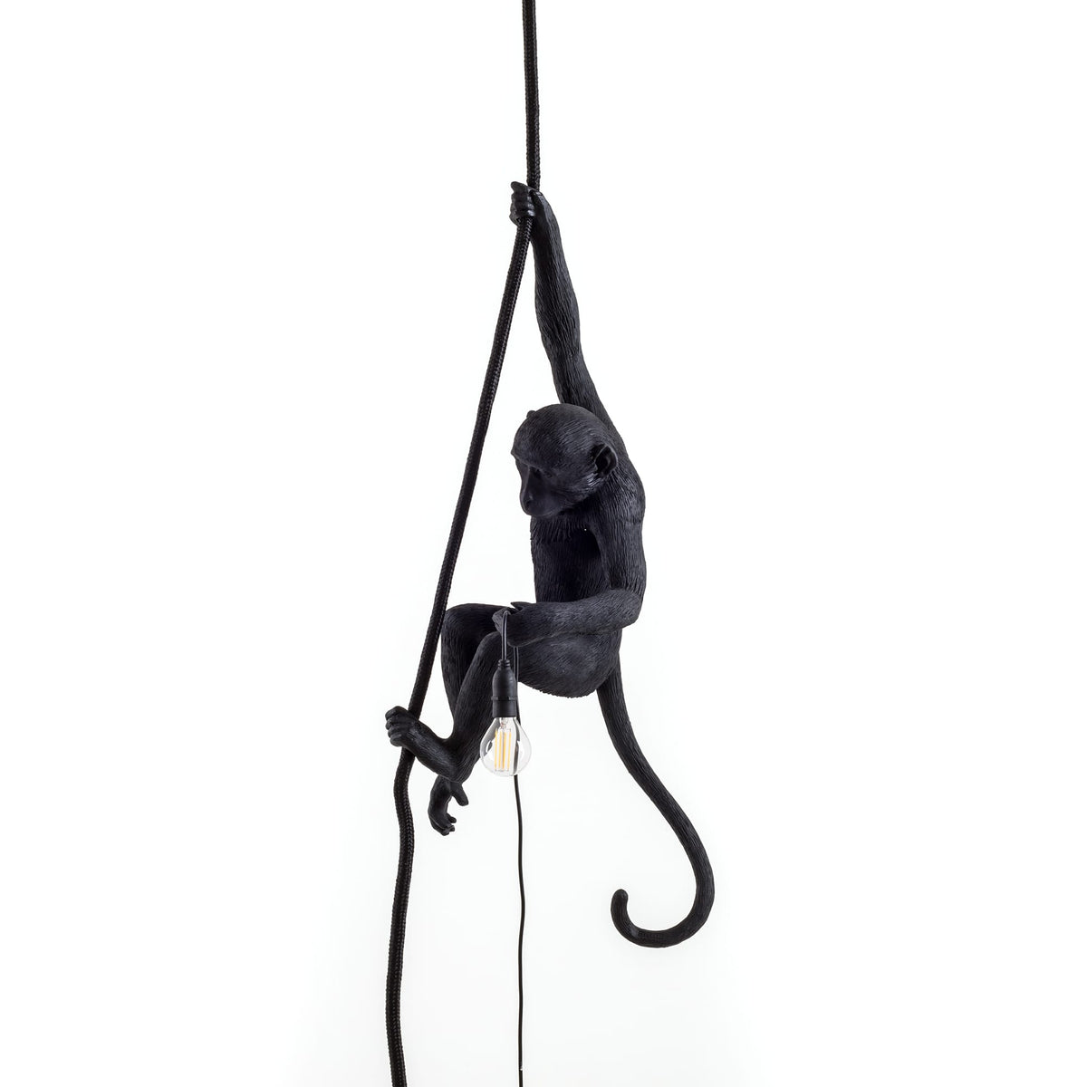 Suspension Monkey Lamp With Rope de Marcantonio - Seletti-Noir-The Woods Gallery