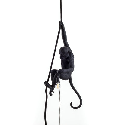 Suspension Monkey Lamp With Rope de Marcantonio - Seletti-Noir-The Woods Gallery