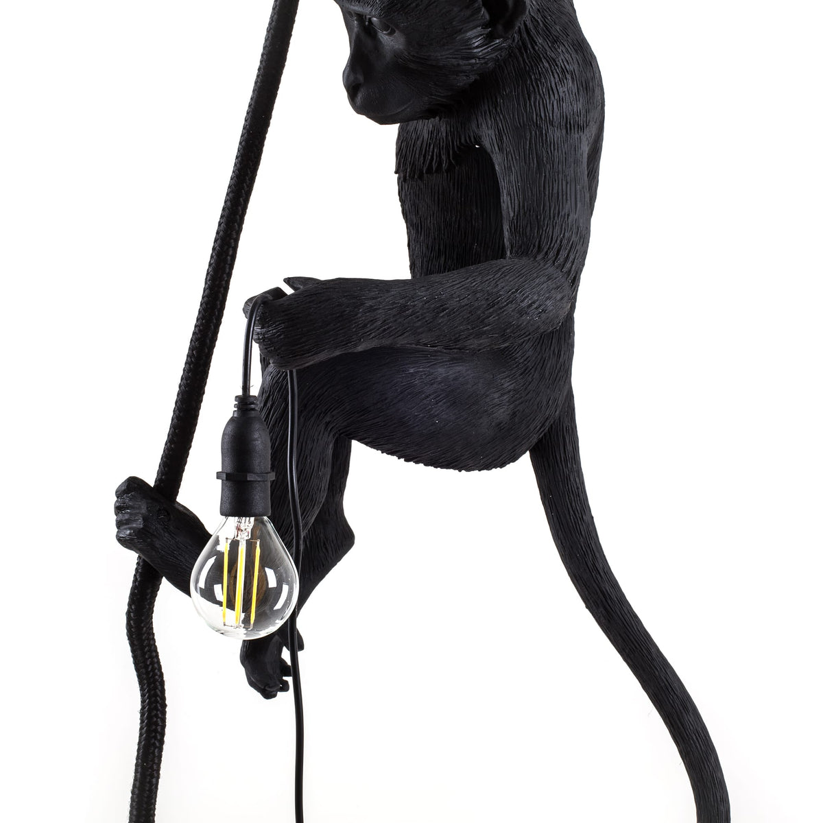 Suspension Monkey Lamp With Rope de Marcantonio - Seletti-Noir-The Woods Gallery