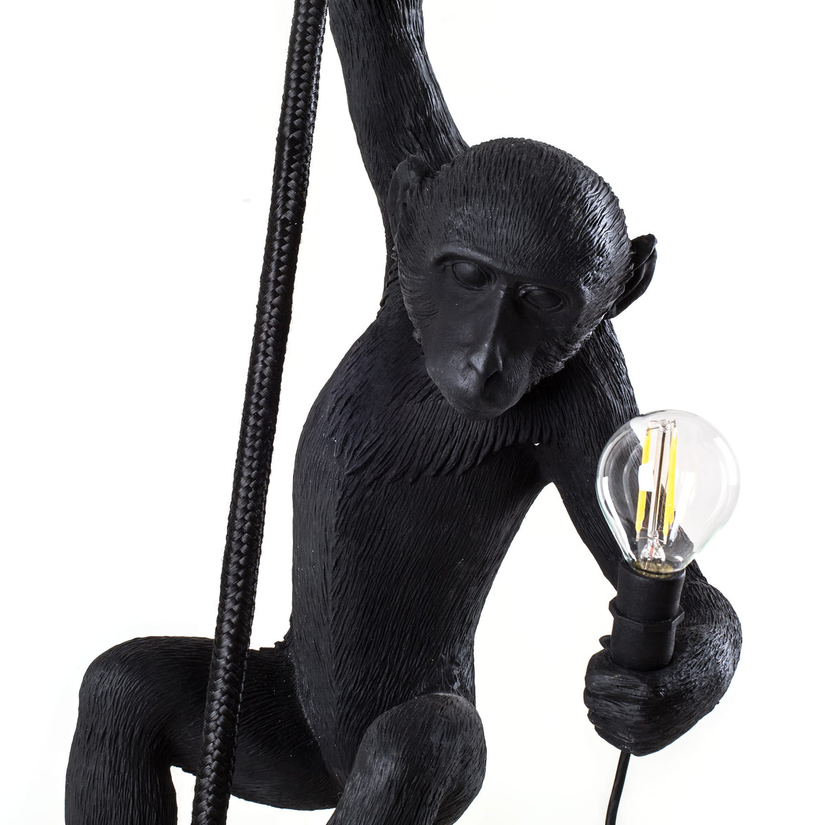 Suspension Monkey Lamp With Rope de Marcantonio - Seletti-Noir-The Woods Gallery