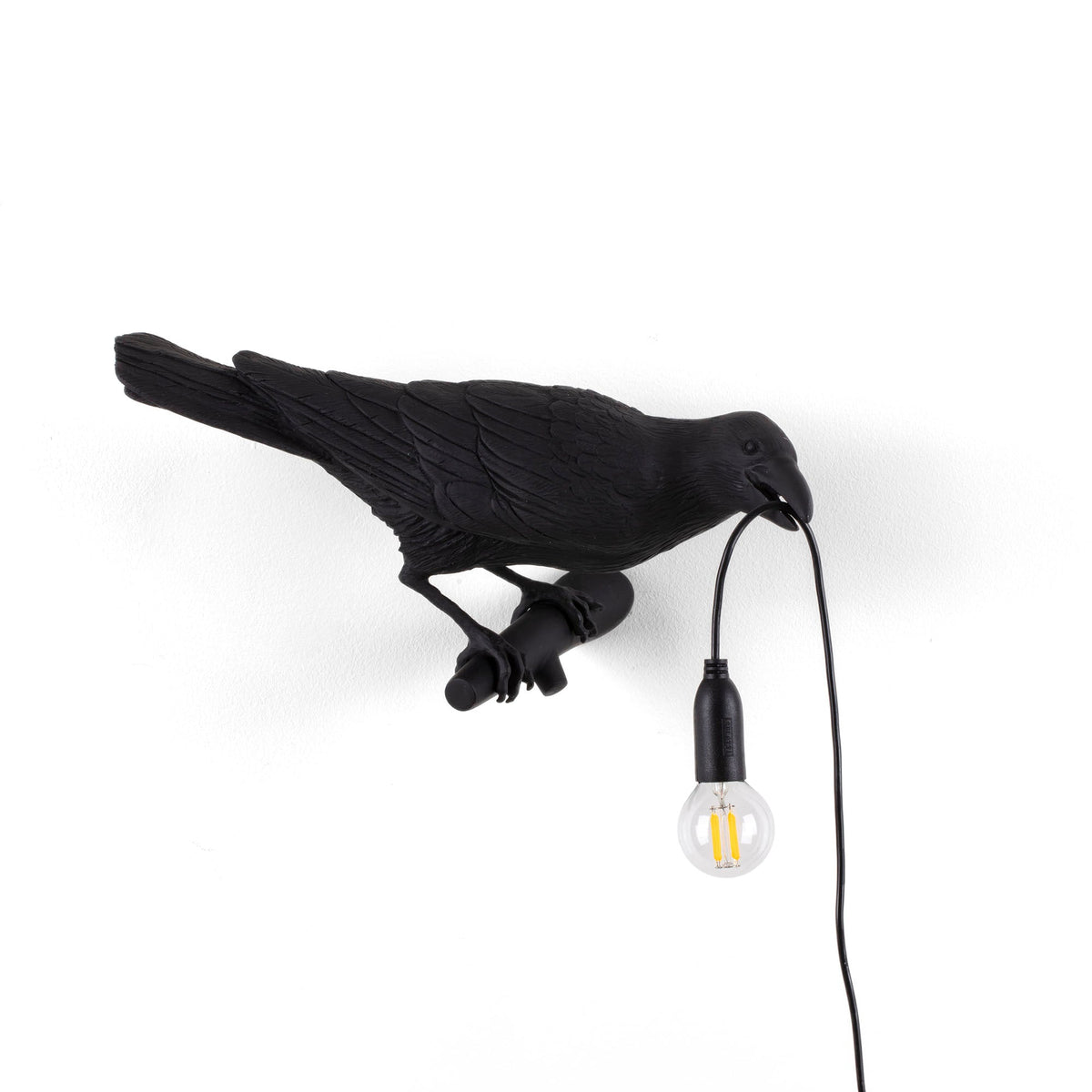 Applique Bird Lamp Looking Right noire de Marcantonio - Seletti-vue 1-The Woods Gallery