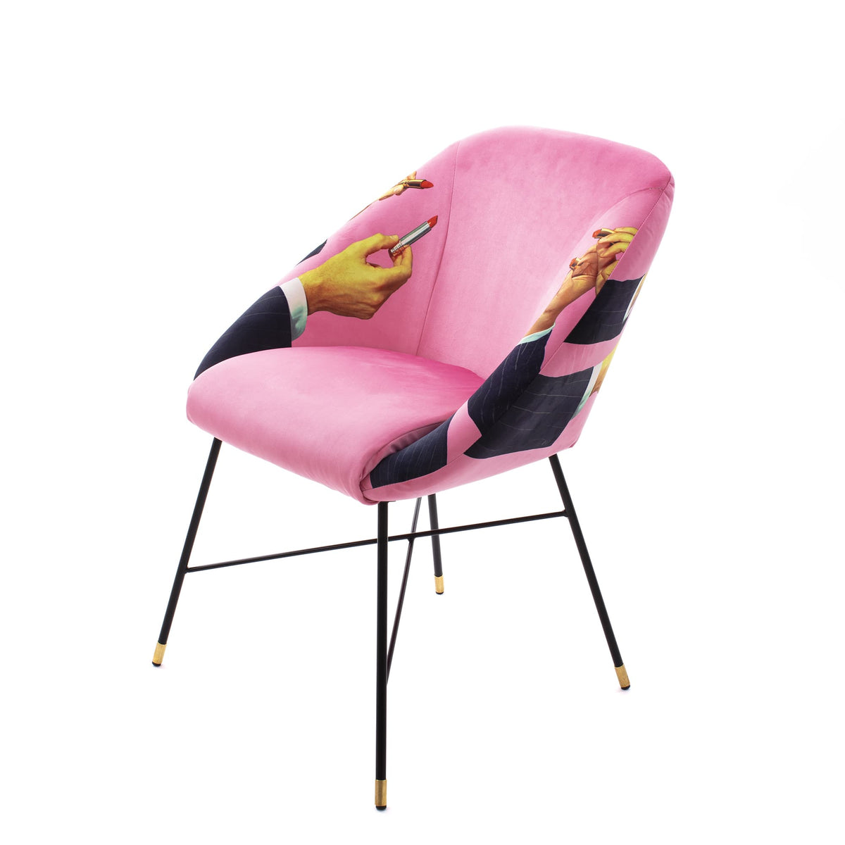 Chaise rembourrée Lipsticks Pink de ToiletPaper - Seletti-vue 3-The Woods Gallery