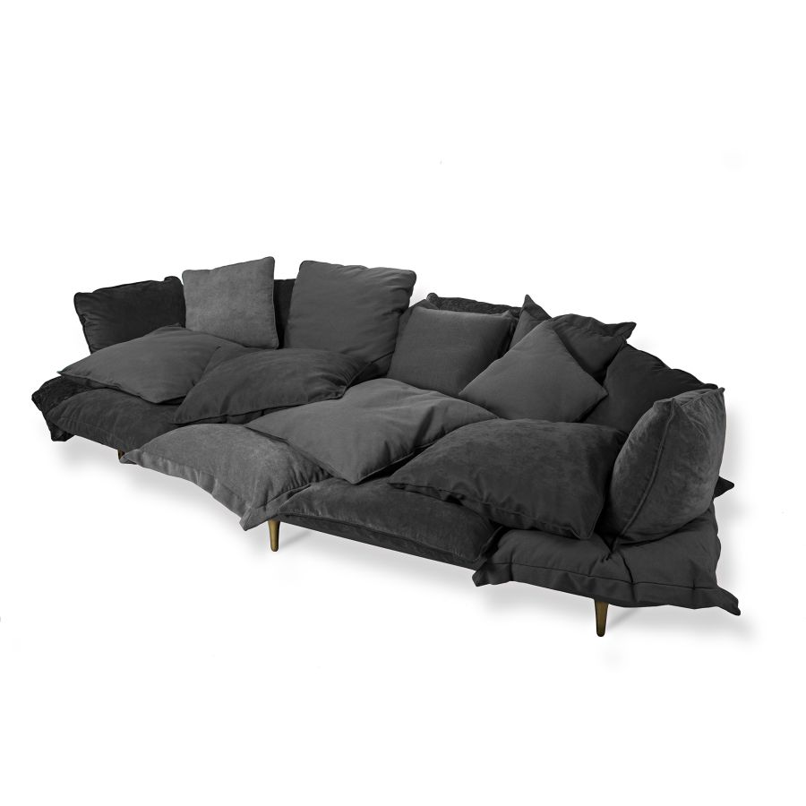 Canapé Comfy Sofa Charcoal Grey de Marcantonio - Seletti-canapé gris anthracite de trois quarts, coussins en désordre-Seletti