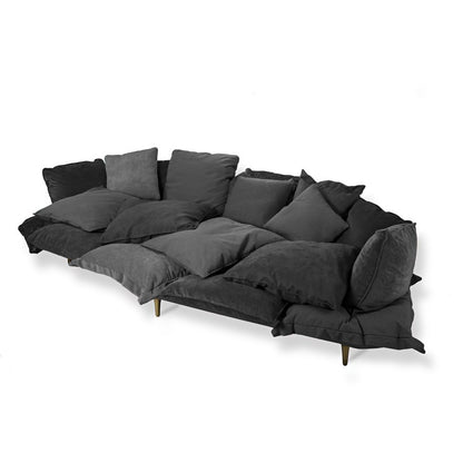 Canapé Comfy Sofa Charcoal Grey de Marcantonio - Seletti-canapé gris anthracite de trois quarts, coussins en désordre-Seletti