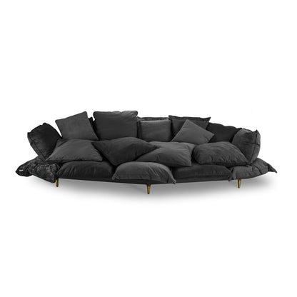 Canapé Comfy Sofa Charcoal Grey de Marcantonio - Seletti-canapé de coussins gris anthracite sur pieds métal, vue de face-Seletti