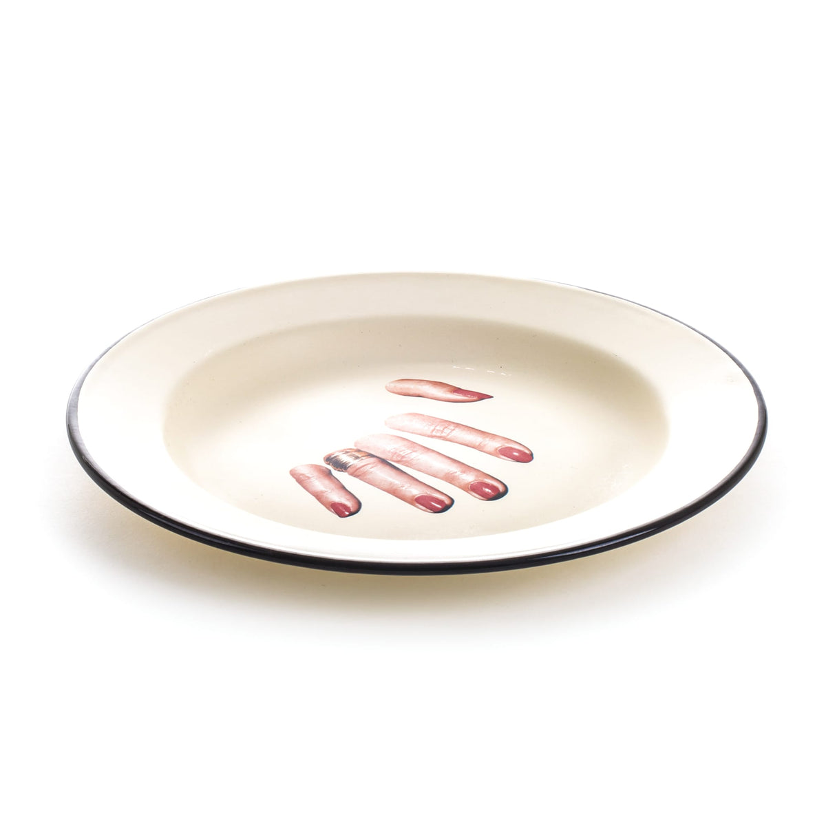 Assiette émaillée Finger Hand de ToiletPaper - Seletti-vue 2-The Woods Gallery