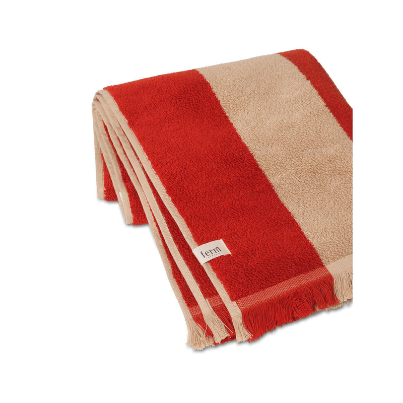 Serviette de toilette Alee Hand Towel - Ferm Living-Camel clair / Rouge-The Woods Gallery