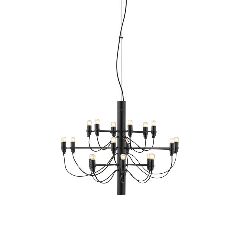Suspension 2097 de Gino Sarfatti - Flos-Noir-Ampoules dépolies-18 ampoules-The Woods Gallery