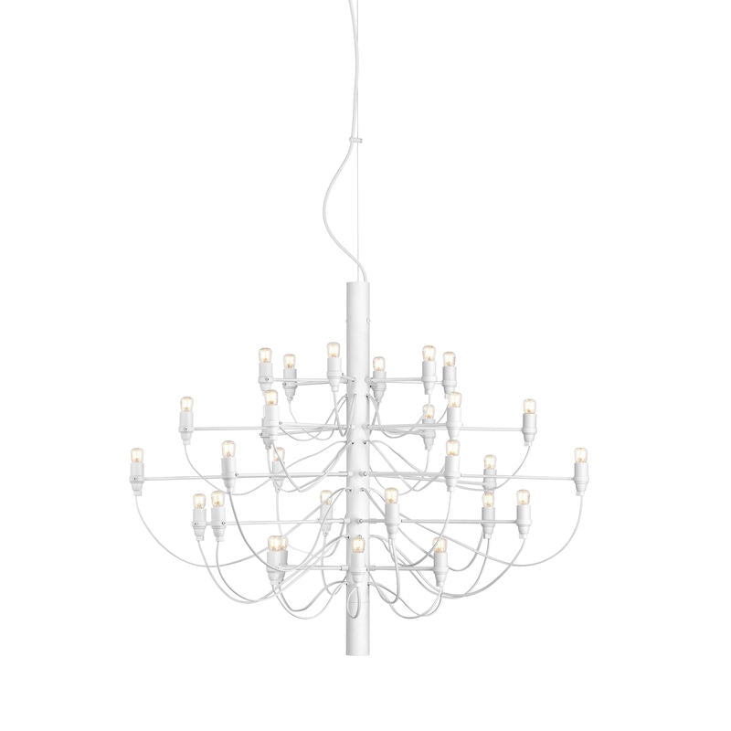 Suspension 2097 métal 30 ampoules - Flos-Chromé-Ampoules dépolies-The Woods Gallery