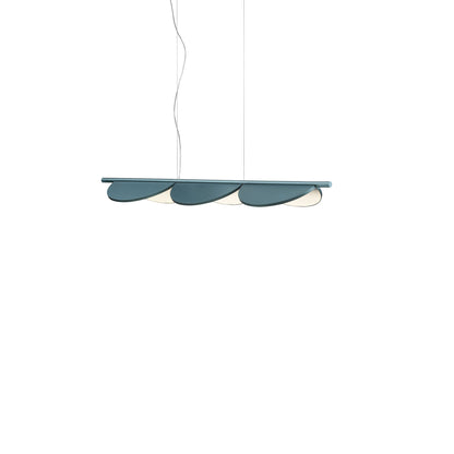 Suspension Almendra Linear de Patricia Urquiola - Flos-S3, L 128,6 × l 32,4 cm-Bleu métallisé-The Woods Gallery
