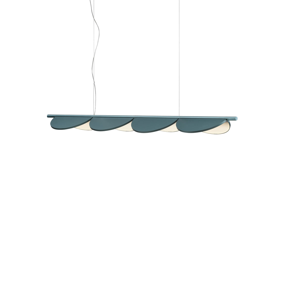 Suspension Almendra Linear de Patricia Urquiola - Flos-S4, L 166,5 × l 32,4 cm-Bleu métallisé-The Woods Gallery