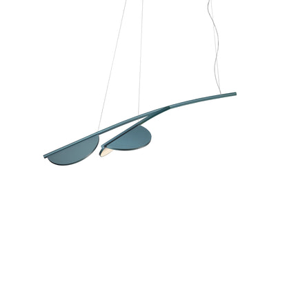 Suspension Almendra Organic de Patricia Urquiola - Flos-S2 Short, L 132,6 × l 76 cm-Bleu métallisé-The Woods Gallery