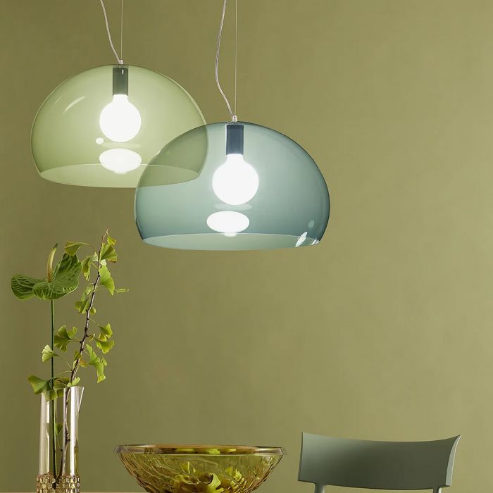 Suspension Big FL/Y Glossy Opaque de Ferruccio Laviani - Kartell-Blanc mat-The Woods Gallery