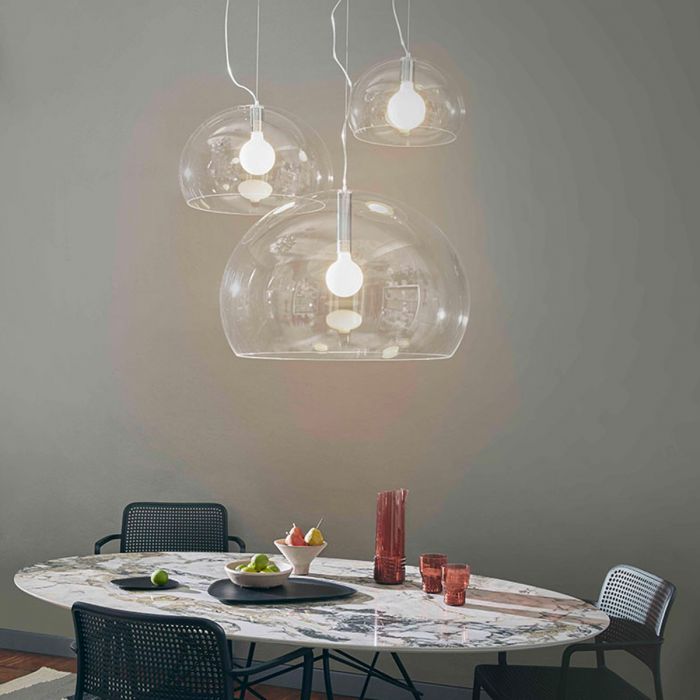 Suspension Big FL/Y Glossy Opaque de Ferruccio Laviani - Kartell-Blanc mat-The Woods Gallery