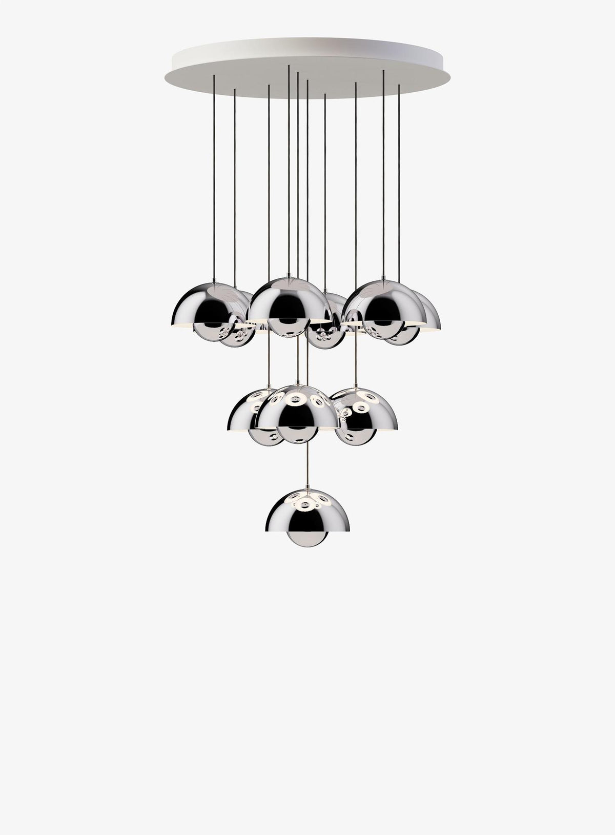 Suspension Flowerpot Chandelier VP1 - 10 pendants - &amp;Tradition-Chrome-The Woods Gallery